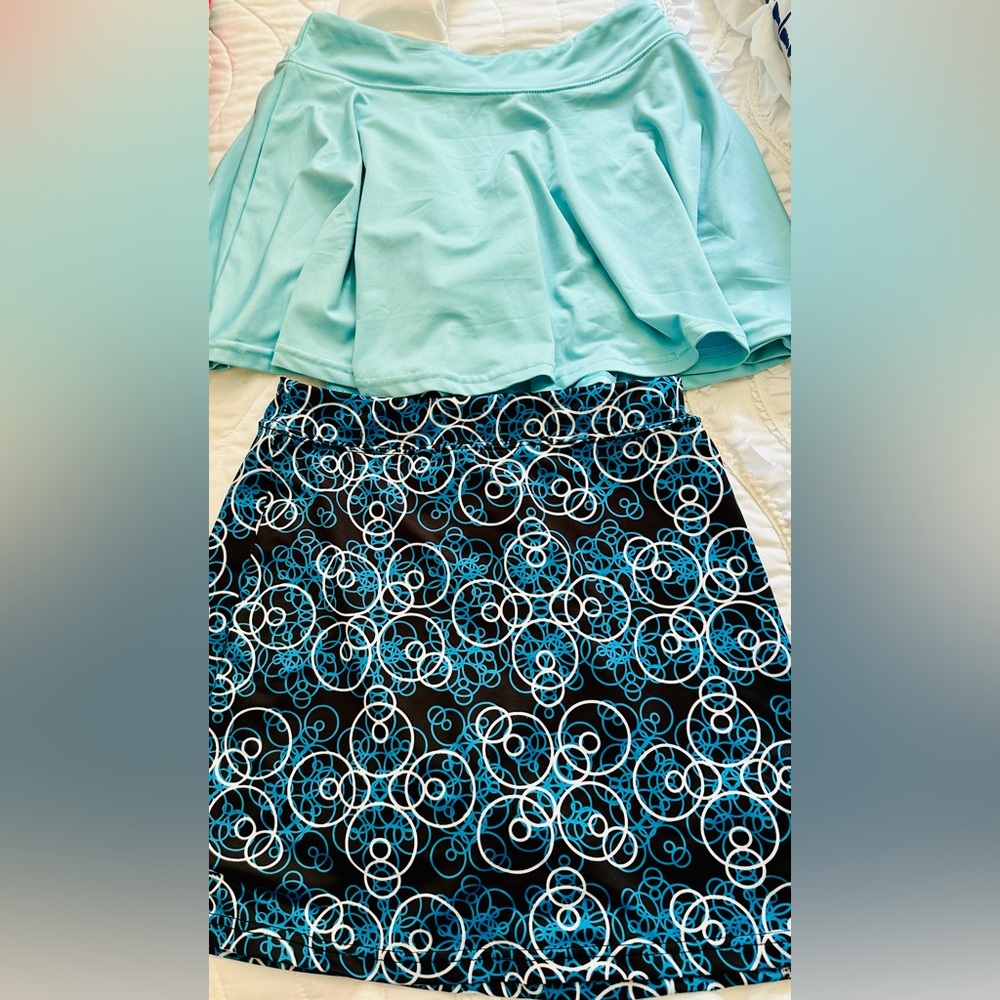 Ekouaer Womens Athletic Skort Set 2pk Small Blue Geometric Tennis Golf Skirts